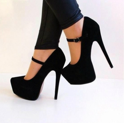 plain black stilettos